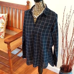 FREE W BUNDLE Gap Navy Windowpane Plaid Blouse, Size:M,  NWOT